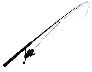 Obraz premium Simple black and white fishing rod graphic