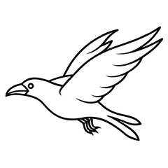 flying raven line art vector icon