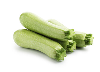 Many fresh ripe zucchinis isolated on white