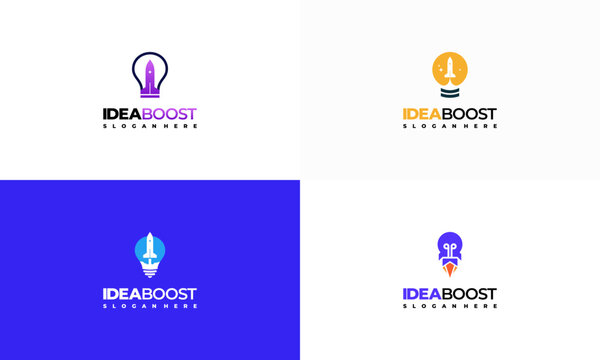 Set of Idea boost Logo designs concept vector, Inspiration Booster logo designs concept vector