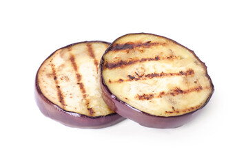 Grilled slices of eggplant isolated on white
