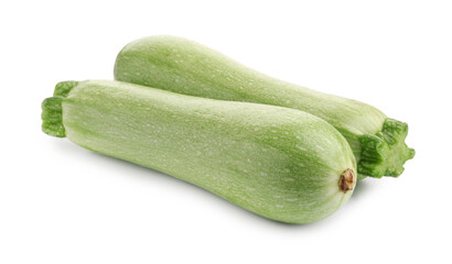 Two fresh ripe zucchinis isolated on white