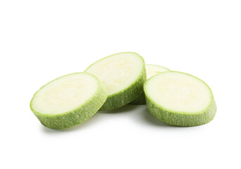Slices of fresh zucchini isolated on white