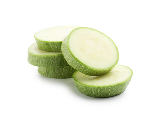 Slices of fresh zucchini isolated on white