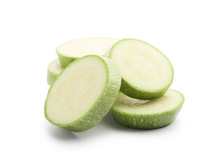 Slices of fresh zucchini isolated on white