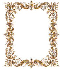 Elegant ornate golden floral frame for various design purposes.