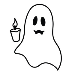 ghost scary candle line art vector icon