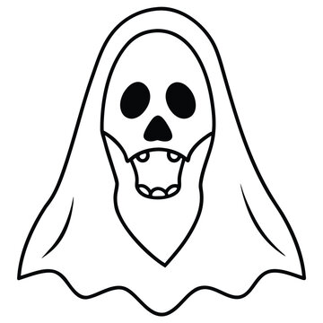 recommend clip art: ghost scary face line art vector icon