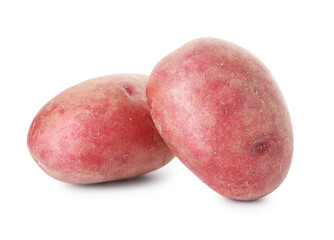 Fresh ripe red potatoes isolated on white