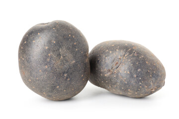 Fresh ripe purple potatoes isolated on white