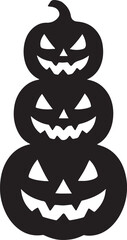 Obraz premium Stack of three pumpkins silhouette, perfect for Halloween decorations, autumn, and festive designs.