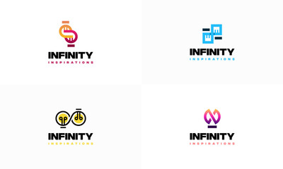 Set of Infinity Bulb Idea Logo designs concept vector, Education Bulb Logo template