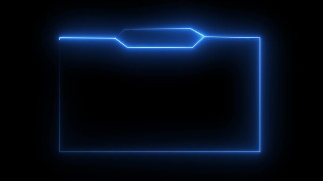 neon frame animation with neon box frame. Animated neon  Icon. Neon looped light frame for video a transparent background. replay Frame . blue color frame..4k