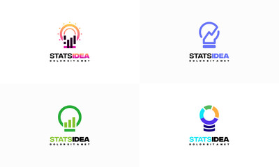 Set of Idea Stats Logo designs concept vector, Idea Education logo template icon