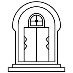 haunted doorway line art vector icon