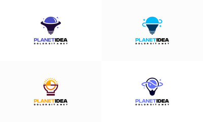 Set of Planet Idea logo designs concept vector, Space Education logo template