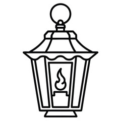 haunted lantern line art vector icon