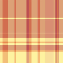 Cotton background vector plaid, jersey tartan check fabric. Manufacture texture textile seamless pattern in orange and red colors.