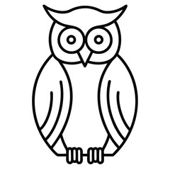 owl silhouette line art vector icon