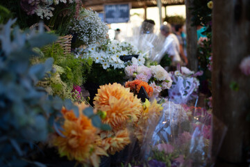 Wildflowers and Dahlias for Sale at Market