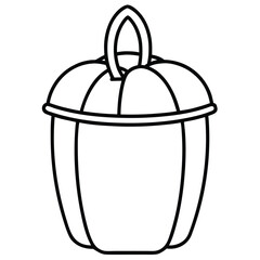 pumpkin bucket line art vector icon