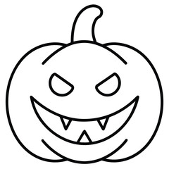 pumpkin evil smile line art vector icon