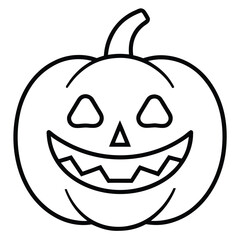 pumpkin scary grin line art vector icon