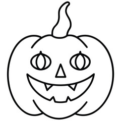 pumpkin scary candle line art vector icon