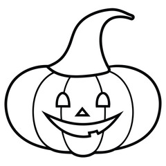 pumpkin witch hat line art vector icon