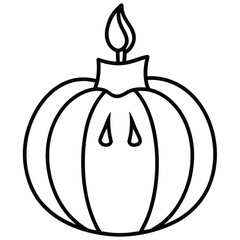 pumpkin with candle line art vector icon