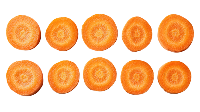 Set of carrot slices isolated on a transparent background