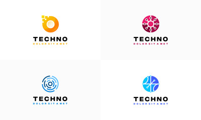 Fototapeta premium Set of Pixel technology logo designs concept vector, Network Internet logo symbol