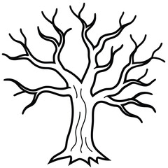 scary haunted tree line art vector icon