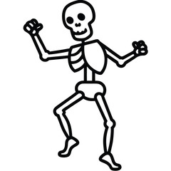 skeleton dancing bones line art vector icon