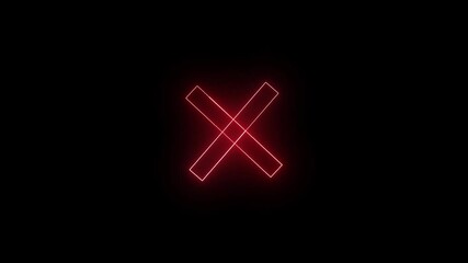 neon red cross icon animated on a black background. - Powered by Adobe