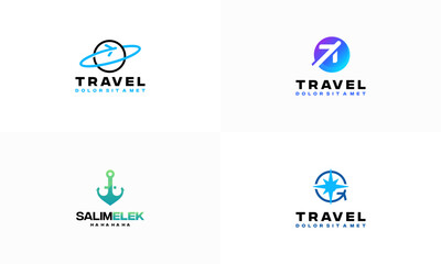 Set of Travel Agencies logo designs Concept template, Plane Travel logo template