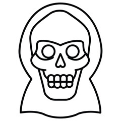 skeleton scary skull line art vector icon