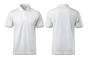 White polo shirts mockup front and back used as design template, isolated on white background with clipping path. 