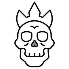 skull with crown line art vector icon