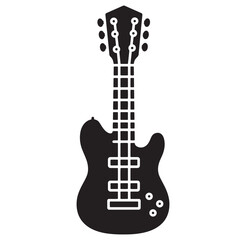Naklejka premium Black and white vector illustration of a stylized electric bass guitar isolated on white