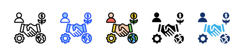 Business Ecosystem Icon Collection With Multiple Styles