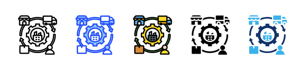 Supply Chain Icon Collection With Multiple Styles