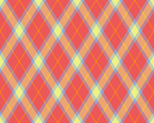 Vibrant diagonal plaid pattern in warm, pastel hues.  Perfect for textile design, website backgrounds, or crafting projects.  This cheerful, seamless texture evokes feelings of warmth and optimism.