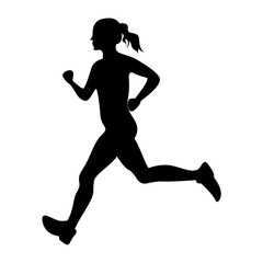 Silhouette of a running woman in motion. Perfect for fitness, sport, health, lifestyle, and activity design. Ideal for websites, apps, posters, infographics, and advertising. Great for fitness trainer