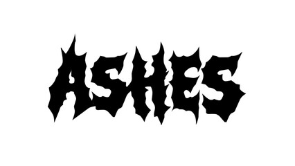 ashes typography vector design. Bold lettering in sharp metal style, perfect for streetwear, band merch, and edgy graphic tees, sticker, poster