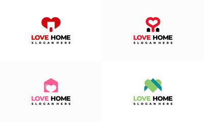 Set of Love Home Logo designs concept vector, Love Family Logo template, Real Estate symbol