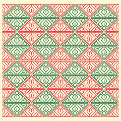 ethnic ornament with red and green