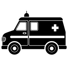 Ambulance vector clean black silhouette design white background