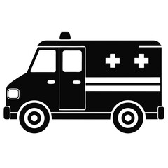 Ambulance vector clean black silhouette design white background