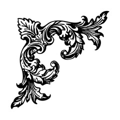 A vintage style illustration showing baroque corner